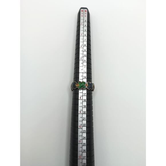 Vintage Enamel Flower Clover Shape Ring Size 7 - Picture 3 of 5